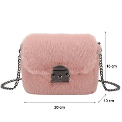 Plush Messenger Bag Chain Crossbody Bag Faux Fur Winter Bags Women Shoulder Bags