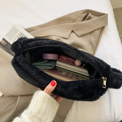 Plush Shoulder Bag Large Capacity Underarm Handbag for Women