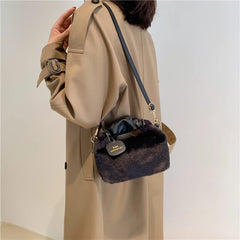 Plush Shoulder Bags for Women PU Strap Cloud Fold Furry Handbags