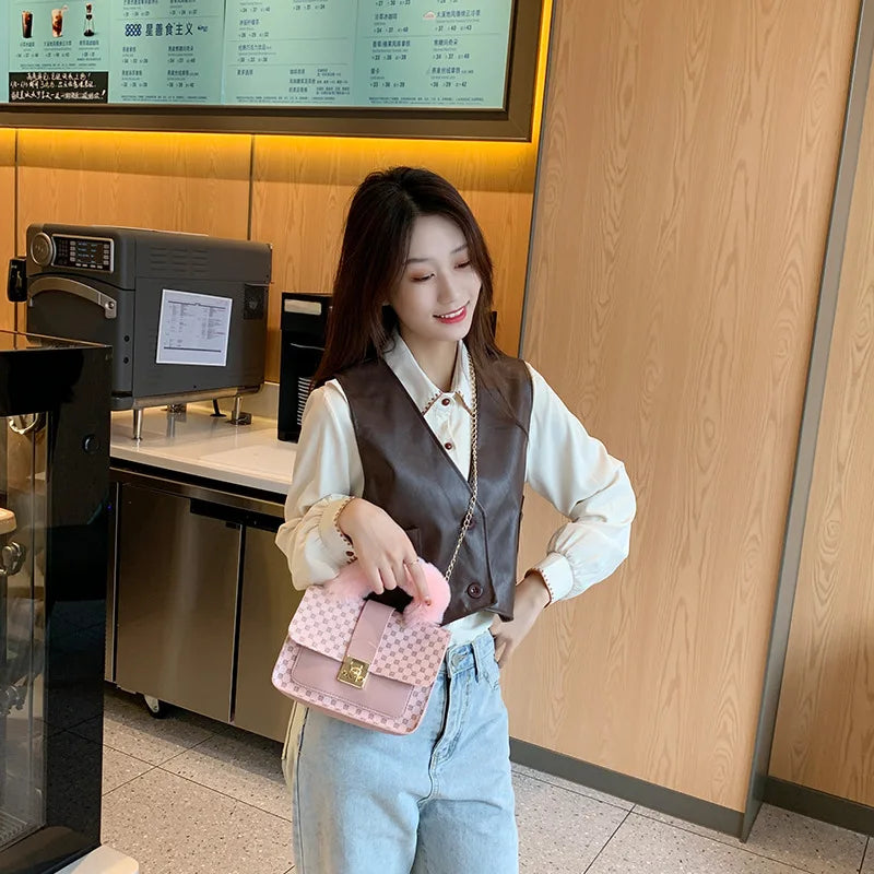 Plush Small Square Bag Mini Handbag Chain Bag Crossbody Bags