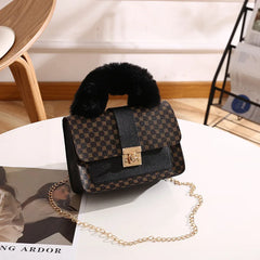 Plush Small Square Bag Mini Handbag Chain Bag Crossbody Bags