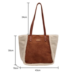 Plush Splicing Commute Bag Large Capacity Top-handle Bag