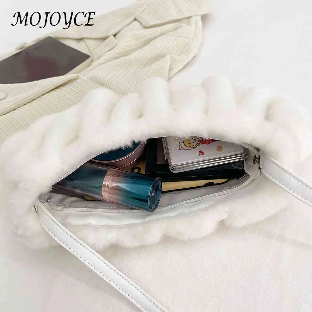 Plush Women Hand Bags Pleated Autumn Winter Female Tote Soft Cloud Casual