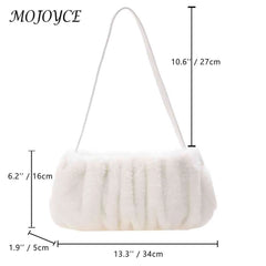 Plush Women Hand Bags Pleated Autumn Winter Female Tote Soft Cloud Casual