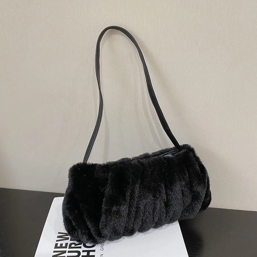 Warm Pleated Women Handbag Autumn Winter Shoulder Bag Casual Cloud Handbags