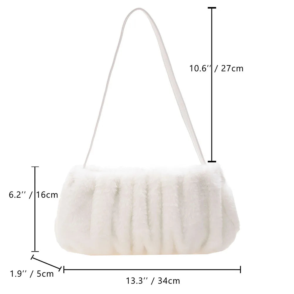 Warm Pleated Women Handbag Autumn Winter Shoulder Bag Casual Cloud Handbags