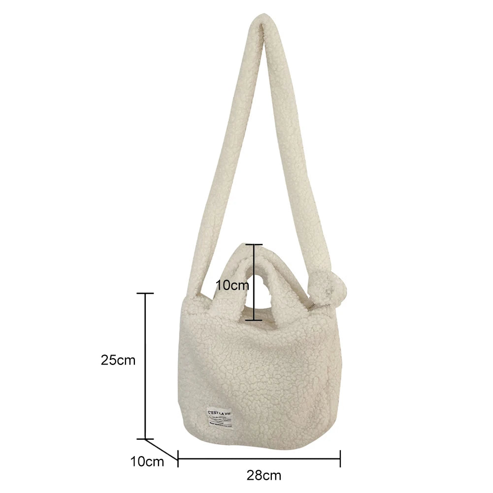 Plush Women Messenger Bag Milky Autumn Winter Casual Ladies Handbag