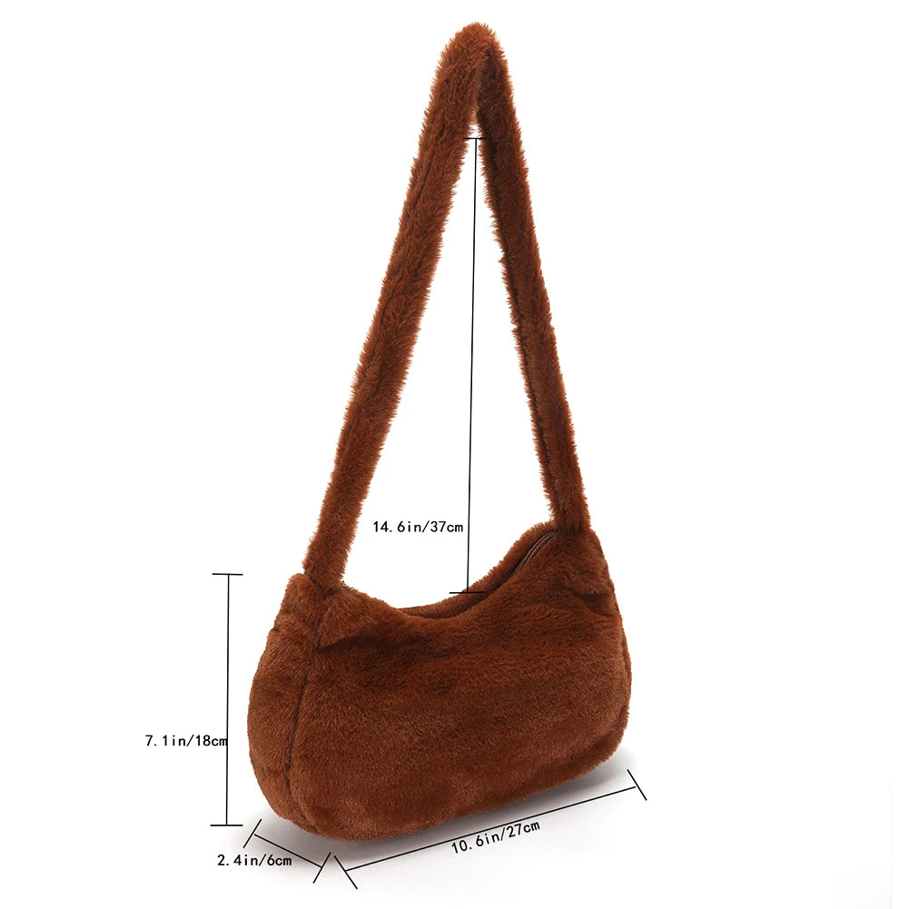 Warm Shoulder Bag for Women Love Heart Print Casual Handbag