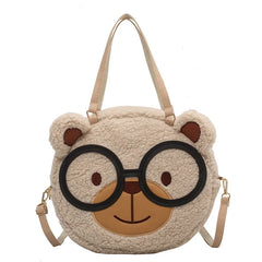 Winter Cartoon Shoulder Bag Funny Anime Bear Handbag Round Crossbody Bags