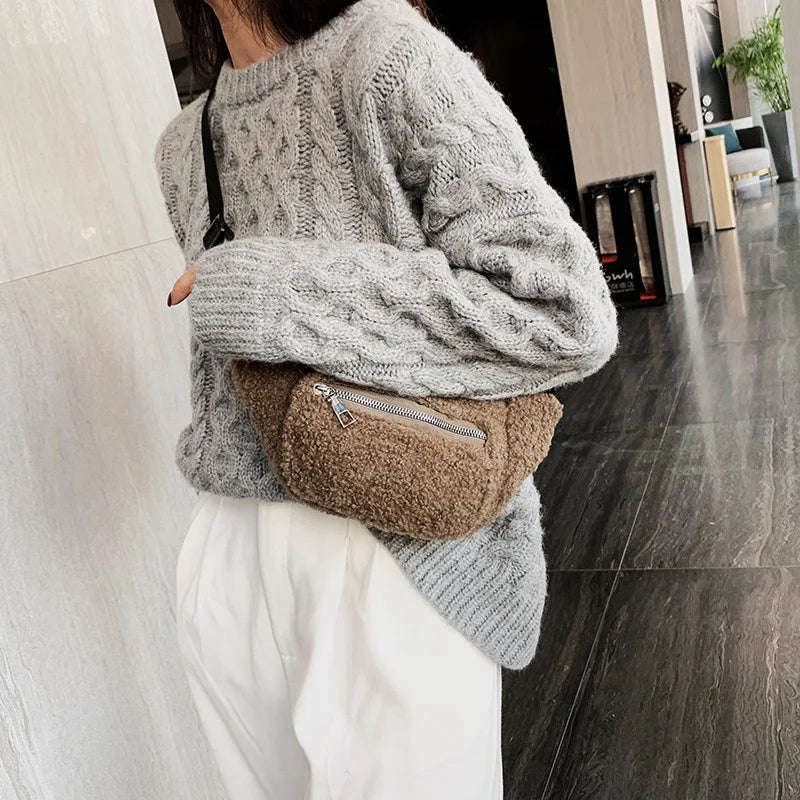 Plush Women's Solid Waist Bag