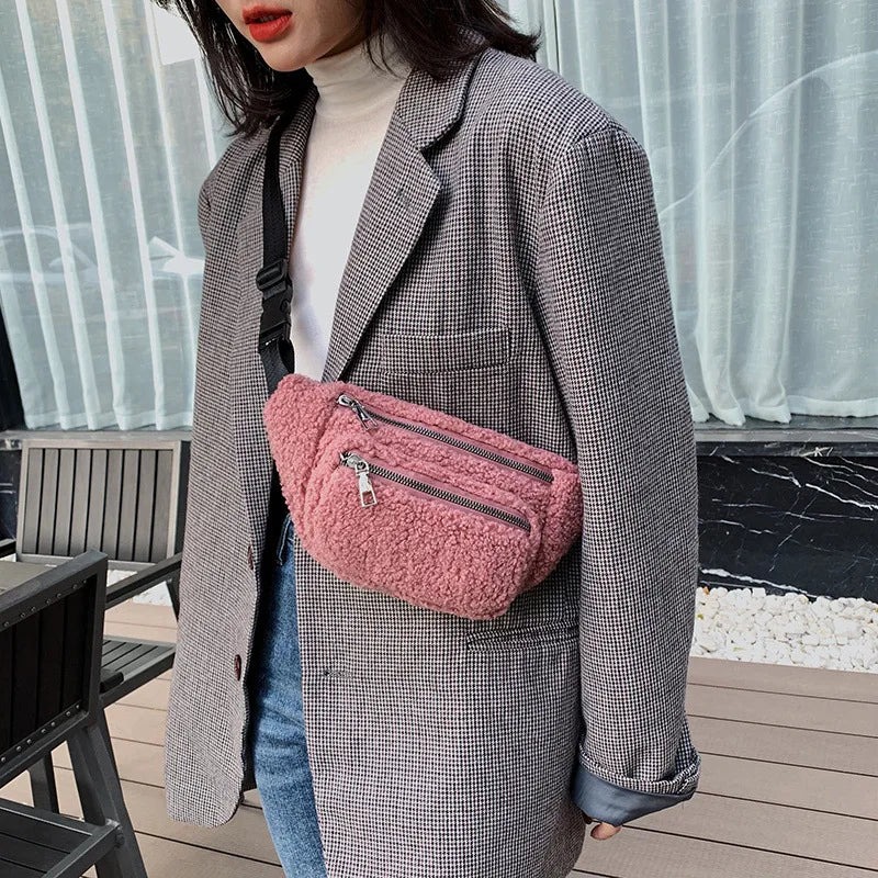 Plush Women's Solid Waist Bag