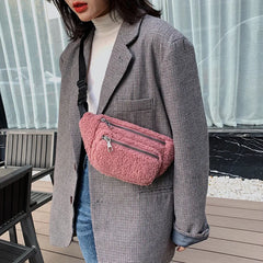 Plush Women's Solid Waist Bag