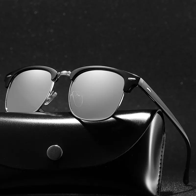 Vintage Half Frame Polarized Sunglasses Retro Sun Glasses