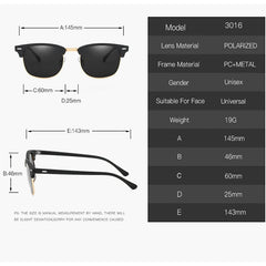 Vintage Half Frame Polarized Sunglasses Retro Sun Glasses