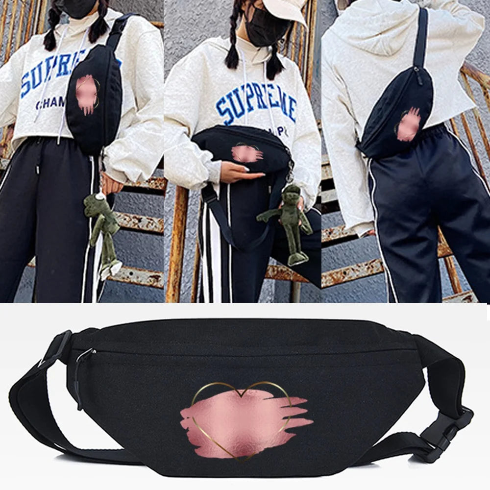 Polka Dot Love Print Waist Bag Sport Chest Bag