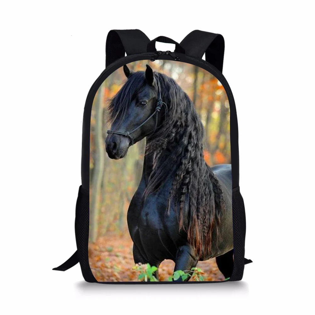Pony Print Backpack School Bag Girls' Travel Plecaki Szkolne Student