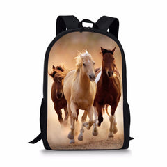 Pony Print Backpack School Bag Girls' Travel Plecaki Szkolne Student