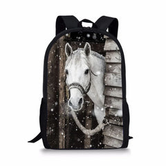 Pony Print Backpack School Bag Girls' Travel Plecaki Szkolne Student