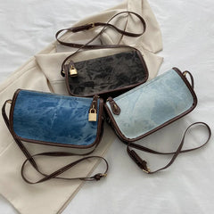 Autumn Denim Shoulder Bag with Lock