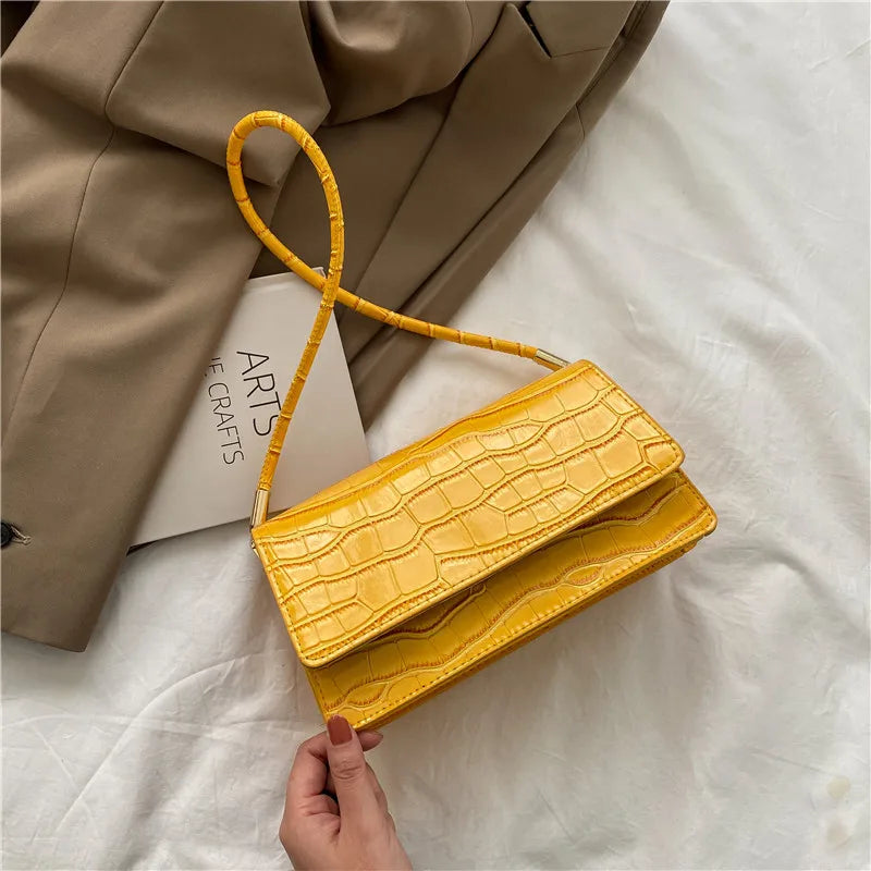 Crocodile Pattern Handbags PU Leather Shoulder Bags for Women