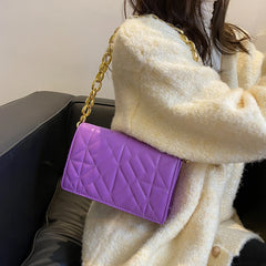 Geometric Pattern Shoulder Bags Small Women PU Leather Plain Messenger Bag