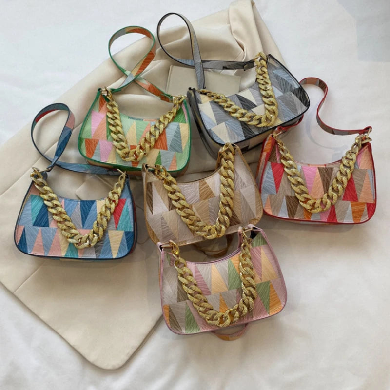 Versatile Women's Bag Shoulder Bags PU Leather Plaid Handbags