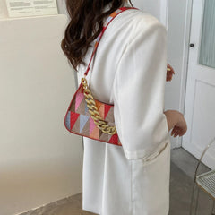 Versatile Women's Bag Shoulder Bags PU Leather Plaid Handbags