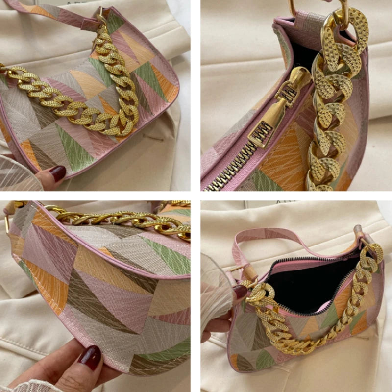 Versatile Women's Bag Shoulder Bags PU Leather Plaid Handbags