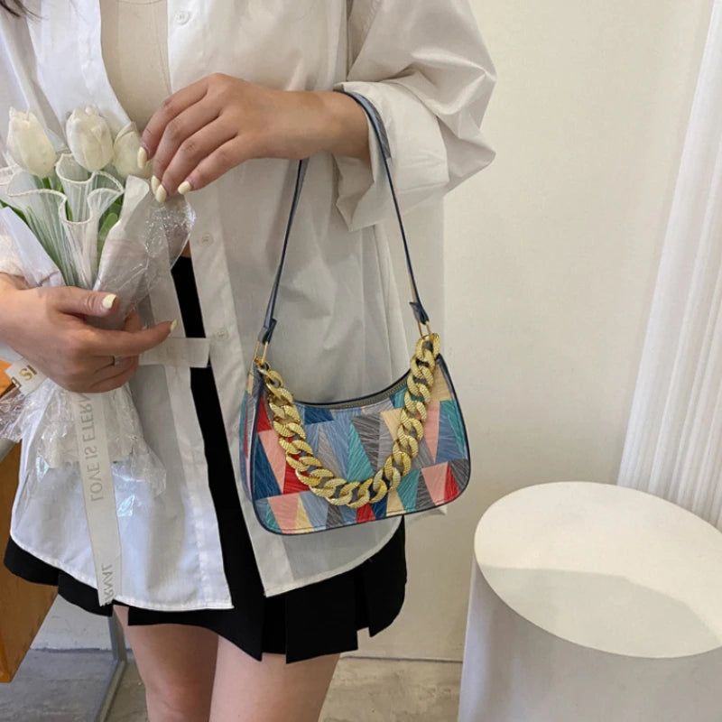 Versatile Women's Bag Shoulder Bags PU Leather Plaid Handbags