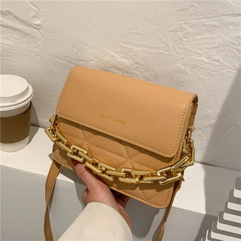 Embroidered Rhombus Chain Women's Shoulder Bag