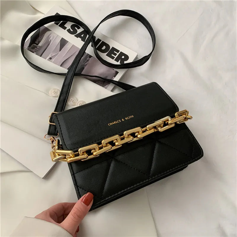 Embroidered Rhombus Chain Women's Shoulder Bag