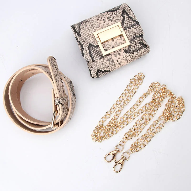 Women's Belt Chain Waist Bag Mini Messenger Bag