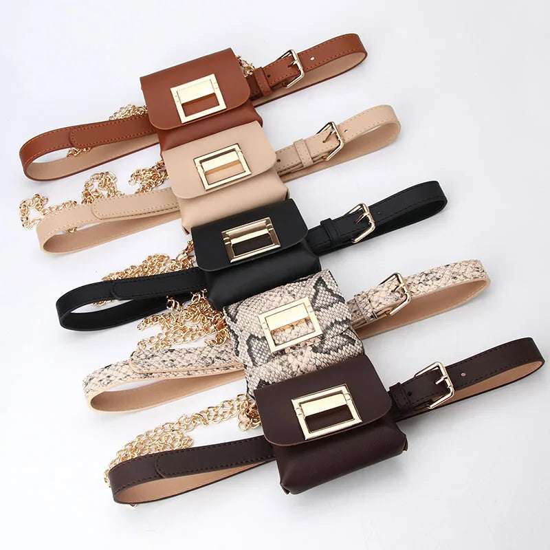 Women's Belt Chain Waist Bag Mini Messenger Bag