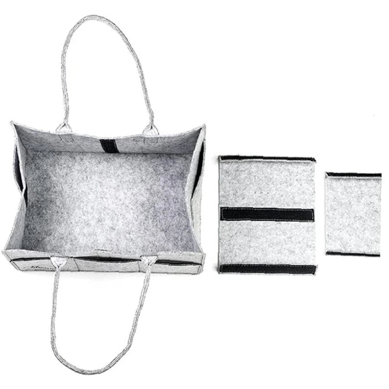 Portable Baby Diaper Organizer Handbag Felt Nursery Storage Basket