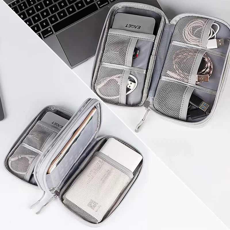 Portable Case for Power Bank Data Cable Organizer Bag