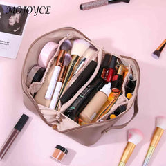 Portable Cosmetic Bag Pu Leather Pencil Cases Large Capacity Travel Organizer