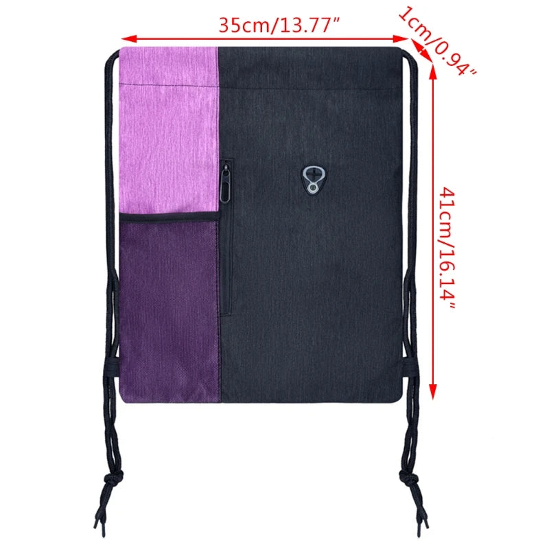 Portable Drawstring Backpack Bag with Pockets & Earphone Hole