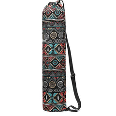 Drawstring Printed Canvas Gym Fitness Yoga Mat Carry Pouch Shoulder Bag
