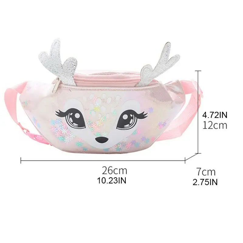 Kids Elk Print Waist Bag Fanny Pack Sport Belt Hip Purse