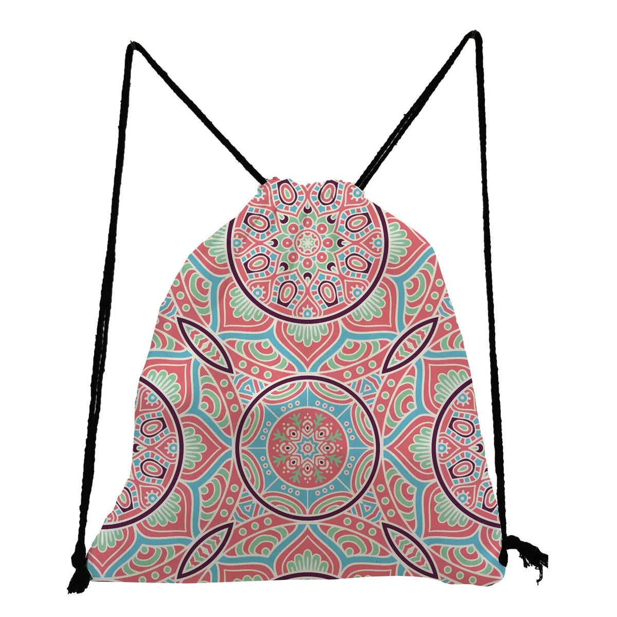 Colorful Floral Drawstring Shoes Bag Backpack for Students