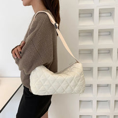 Portable Lattice Pattern Shopping Bag Large Capacity