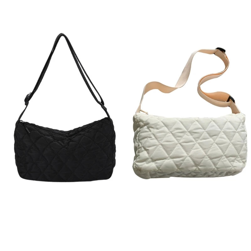 Portable Lattice Pattern Shopping Bag Large Capacity