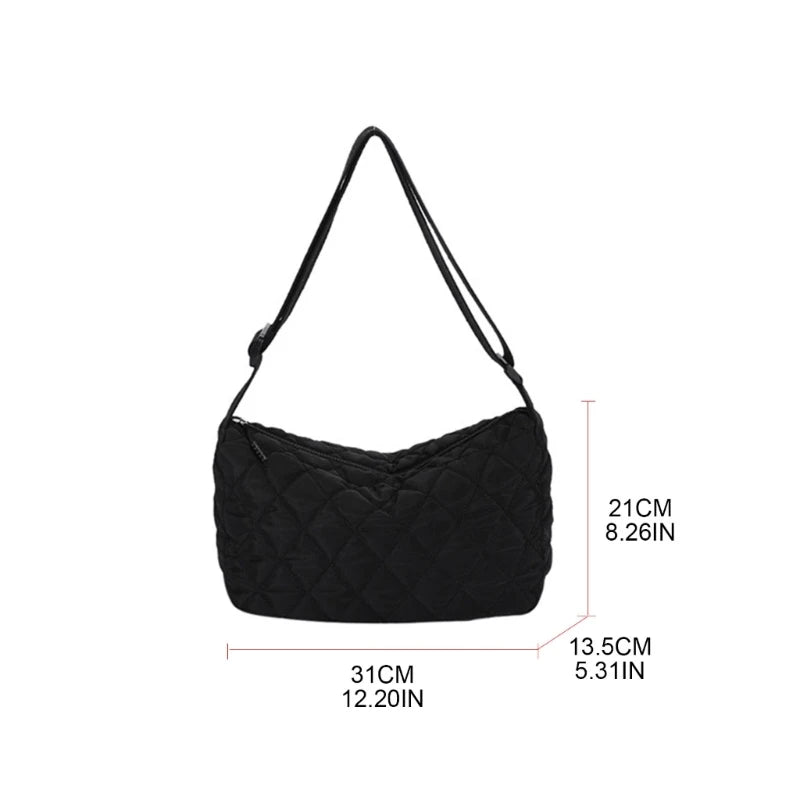 Portable Lattice Pattern Shopping Bag Large Capacity