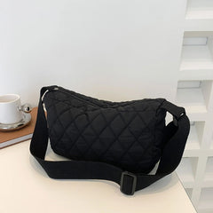Portable Lattice Pattern Shopping Bag Large Capacity