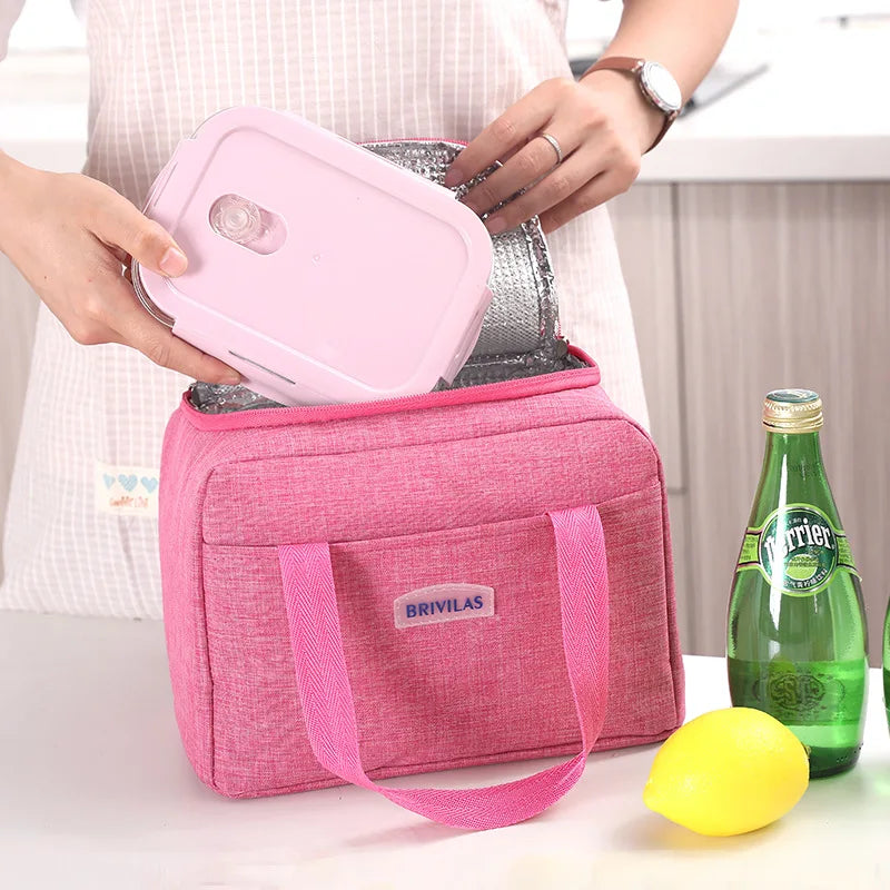 Portable Lunch Bag Thermal Insulated Lunch Box Tote Cooler Handbag Bento Pouch