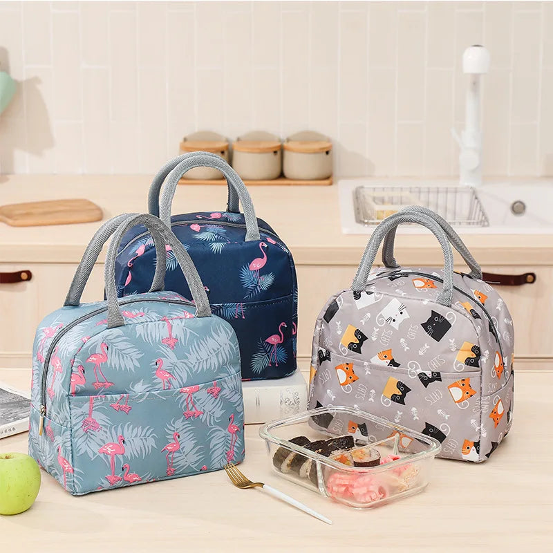 Insulated Lunch Bag Portable Cooler Handbag Bento Pouch Food Storage Bags