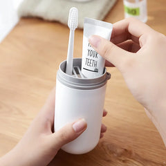 Portable Toothbrush Toothpaste Storage Box Holder with Cup Storage
