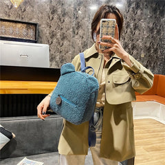 Portable Lamb Fleece Women's Backpack