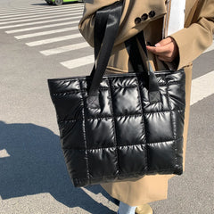 Portable Travel Women Padded Nylon Top-handle Space Bag Handbag