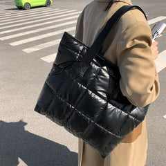 Portable Travel Women Padded Nylon Top-handle Space Bag Handbag